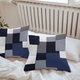 thumbnail image 5 of Blue Grey Patchwork Outdoor Pillow Covers Pack of 2 Abstract Retro Geometric Art Waterproof Throw Pillow Covers Decorative Cushion Cases for Patio Garden Tent Balcony Couch 18x18 inch, 5 of 8