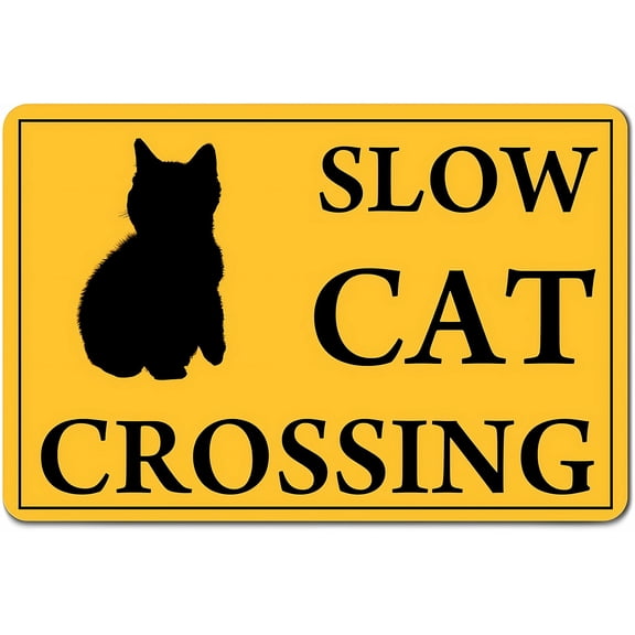 Private Property Cat Crossing Aluminum Sign 8"x12" - Cat Silhouette Warning - For Home Fence Front Door Yard Room