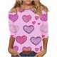 thumbnail image 2 of RKSTN Valentines 3/4 Sleeve Tops for Women Oversized Crewneck Valentine's Day Graphic Printed Short Sleeve T Shirt Womens Casual Round Neck Loose Comfy Loves Heart Print Three Quarter Sleeve Shirts, 2 of 6