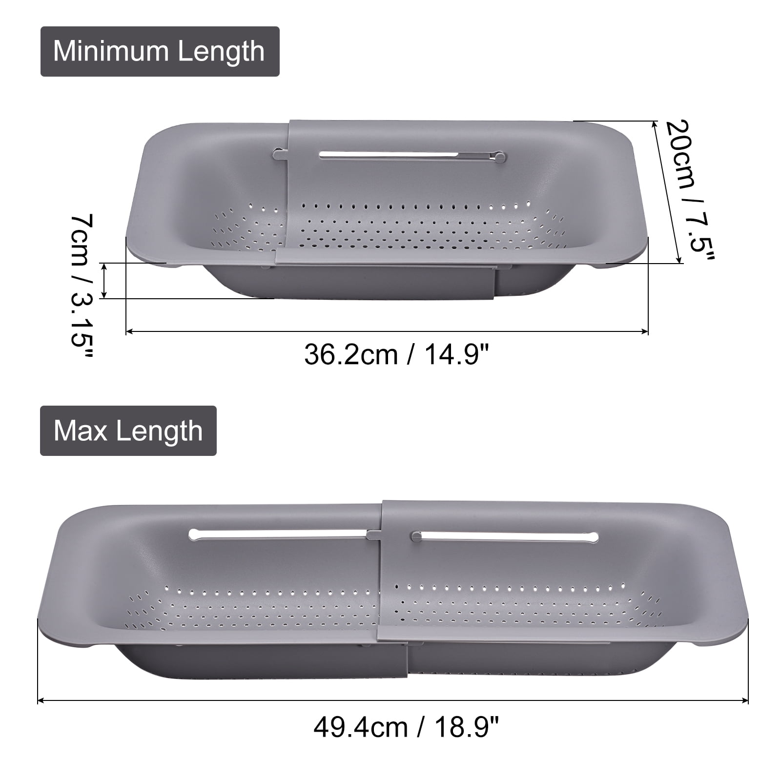 Unique Bargains Collapsible Food Colander Kitchen Plastic Basket for Food 2 Pcs Gray, White
