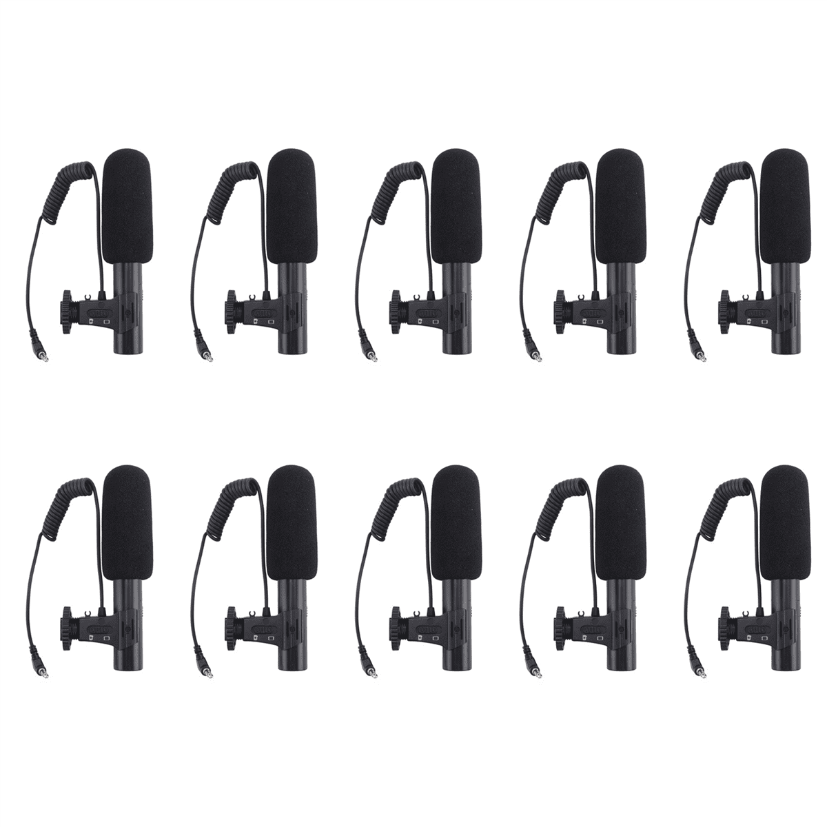 10X Updated 3.5mm HD Video Recording Microphone Smart Noise Reduction Interview Mic for Mobile Phone/SLR Camera,10 x Microphone,Black