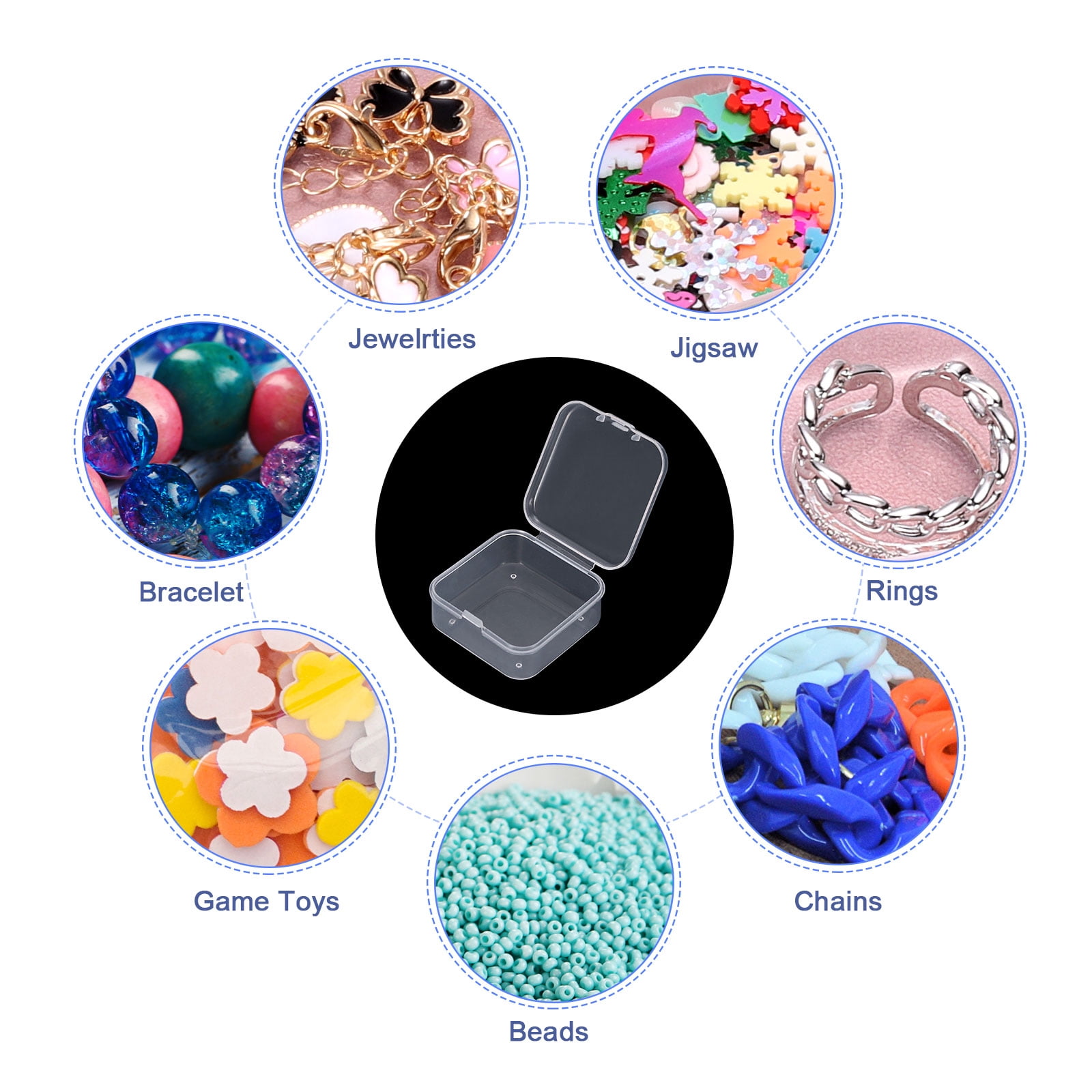 Unique Bargains Beads Storage Containers with Lids for Craft Beads 1.77"x 1.77"x 0.79"