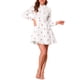 thumbnail image 5 of Vestido de camisa mini floral de manga larga con cuello de solapa y botones para mujer Inspire Chic blanco M, 5 of 7