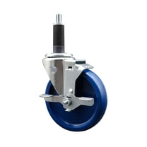 5 Inch Solid Poly Swivel 1 Inch Expanding Stem Caster with Brake SCC