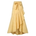 thumbnail image 4 of BUWTTER Women's Skirts Casual Plaid Maxi A Line Irregular Ruffle Hem Fishtail Long High Wasit Elegant Yellow Skirt XXXL, 4 of 5