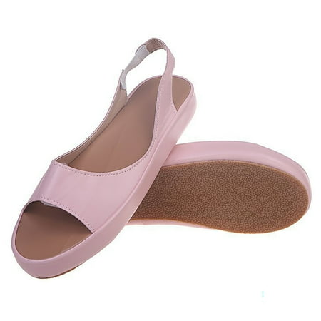 

Cathalem New Foreign Trade Large Casual Solid Color Non Slip Comfortable Sandals Casual Sandals for Women Low Heel Pink 9