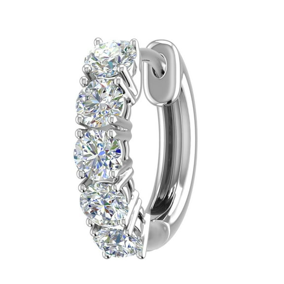 1/2 Carat Natural Diamond Hoop Earring in 10K White Gold (Single Piece)