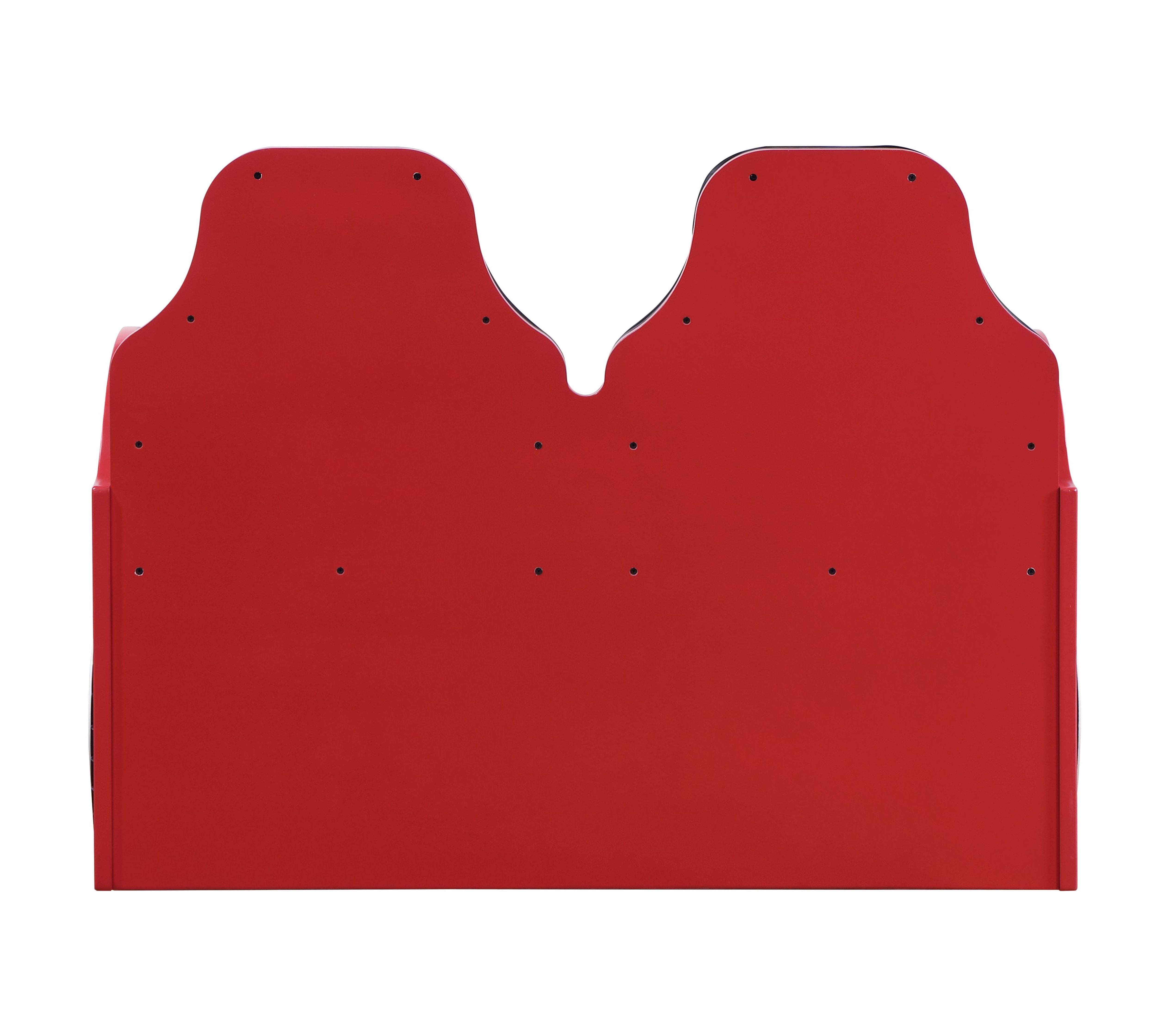 Miekor Furniture Colen Red Finish Twin Car Bed With Led 00075