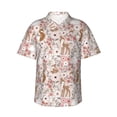 thumbnail image 1 of Balery Autumn Floral Deer Camisas hawaianas de manga corta para hombre, camisas playeras de corte holgado, camisas de vacaciones con botones,Large, 1 of 7
