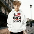 thumbnail image 2 of Kids Hooded Hoodies Sweatshirt 100 Days Of School Print Back To School Season Sports Pullover Crew Neck Long Sleeve White 9 Y-10 Y, 2 of 4