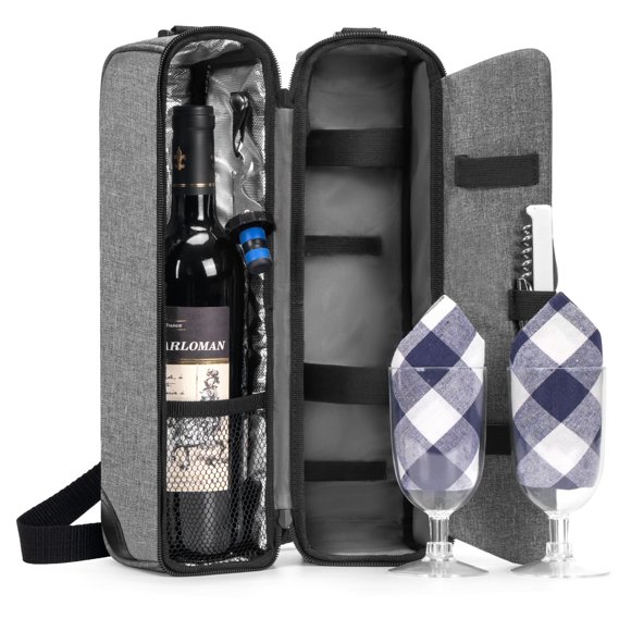 Bolsa de Vino Aislante ALLCAMP con Copas y Accesorios