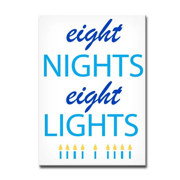 Crafted Creations White and Blue "Eight Nights Eight Lights" Hanukkah Rectangular Wall Art Decor 16"