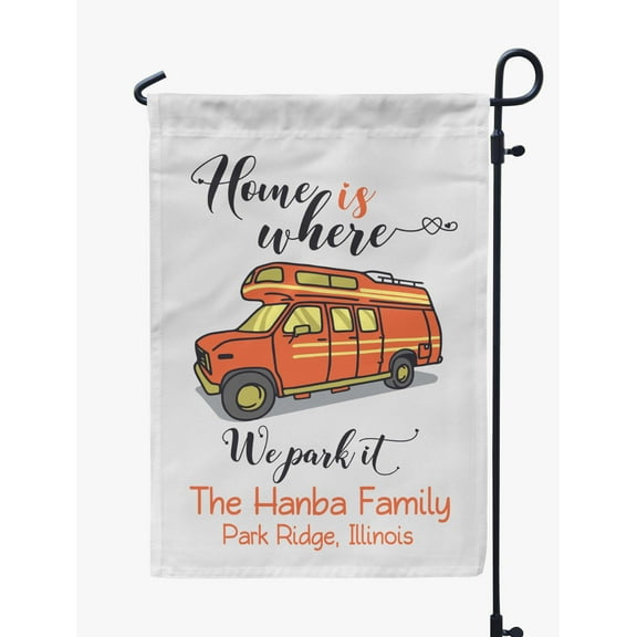 Printtoo White Home Is Where We Park It Motorhome Personalized Camping Flags For Campers Double Sided CampsiteFlagOutdoor GardenFlags