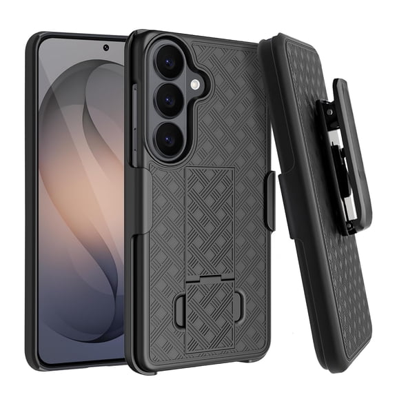 eBizWare For Samsung Galaxy S26 Case with Belt Clip Holster Case Kickstand | Slim Combo Shell with Swivel Holster Rugged Shockproof Antiscratch Full Body Protective, Black