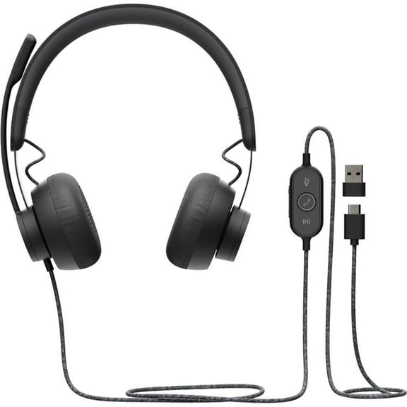 Logitech Zone Wired Noise Cancelling USB-C Headset with USB-A Adapter, Graphite