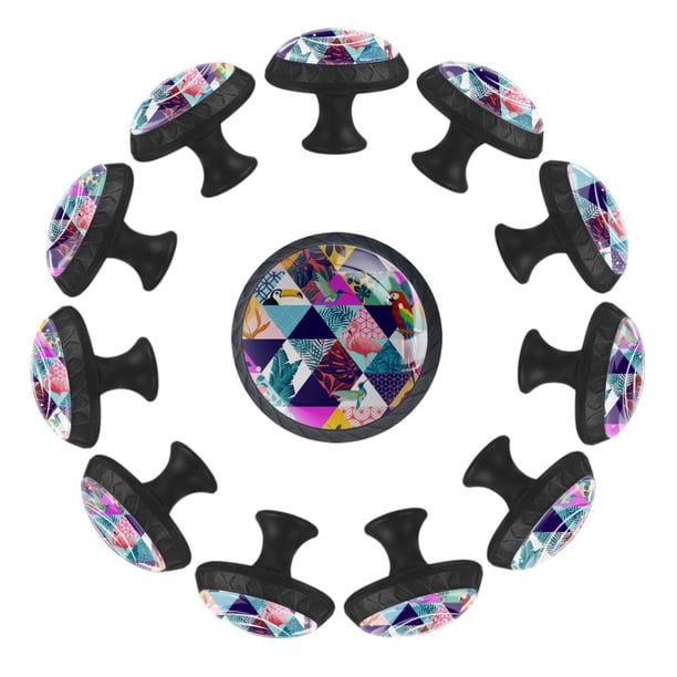 12 Pack Round Crystal Glass Knobs Animal Puzzle Pull Handle for Kitchen