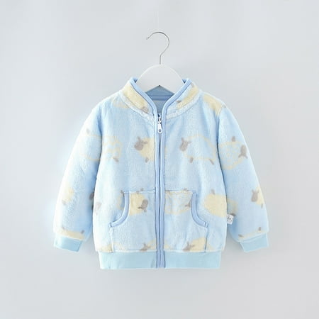 

DENGDENG Infant Baby Toddler Long Sleeve Printed Jacket High Neck Pockets Jacket Warm Winter Fleece Zip Up Coat 6M-5Y