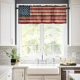 thumbnail image 2 of Hokiten Rod Pocket Curtain Valance, Vintage American Flag Farmhouse Window Valance for Living Room, Bedroom, Kitchen Retro Red Blue Flag 42"W x 18"L, 2 of 8