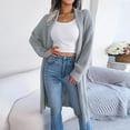 thumbnail image 5 of Odeerbi Cardigan Sweaters for Women 2025 Fall Winter Sweaters Trendy Solid Lapel-Neck Long Coat Tops Gray, 5 of 8