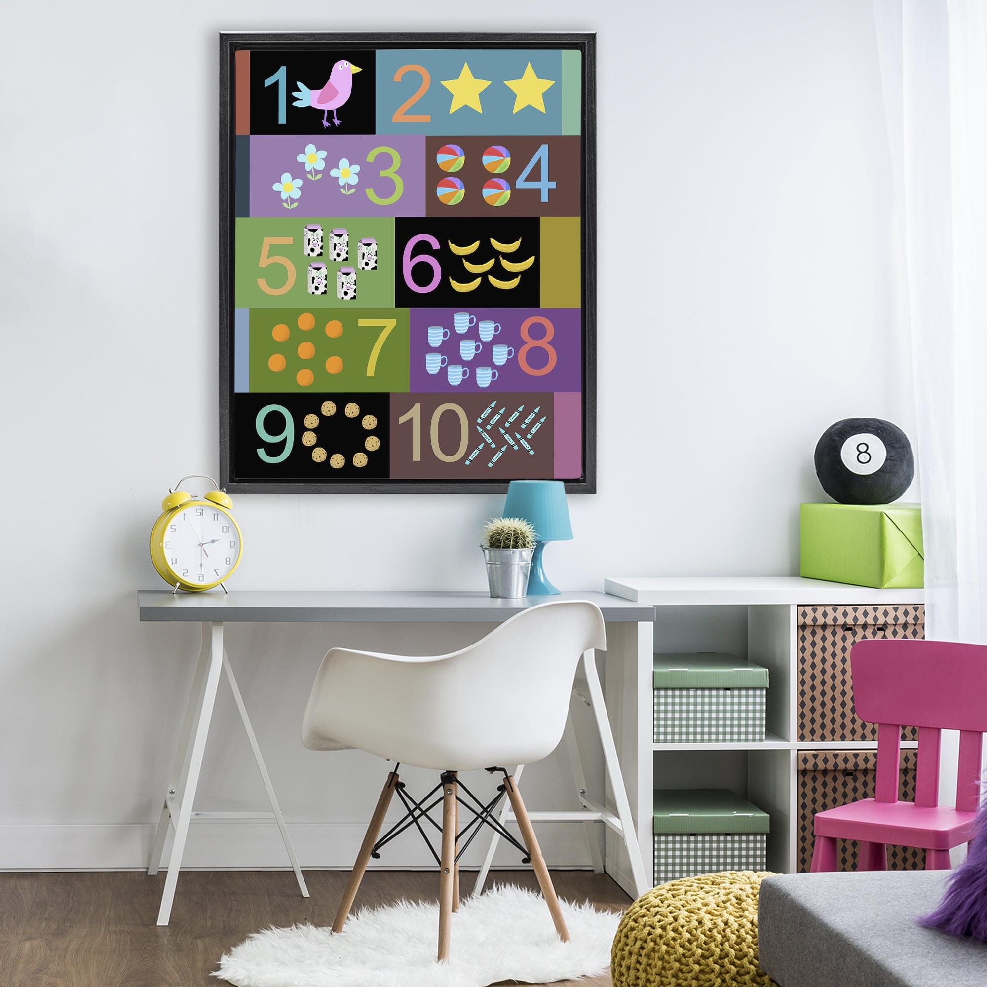 Learning To Count Chart Black Framed Floater Canvas Wall Art, design by Carla Daly