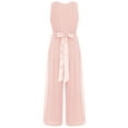 thumbnail image 3 of Mufeng Kids Girls Long Wide Leg Jumpsuit Overalls Sleeveless Princess One-Piece Party Romper Summer Pink 16, 3 of 5