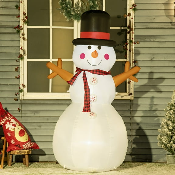 HOMCOM 71.75" Christmas Inflatable Snowman, Outdoor Blow-Up Yard Decoration with LED Lights Display
