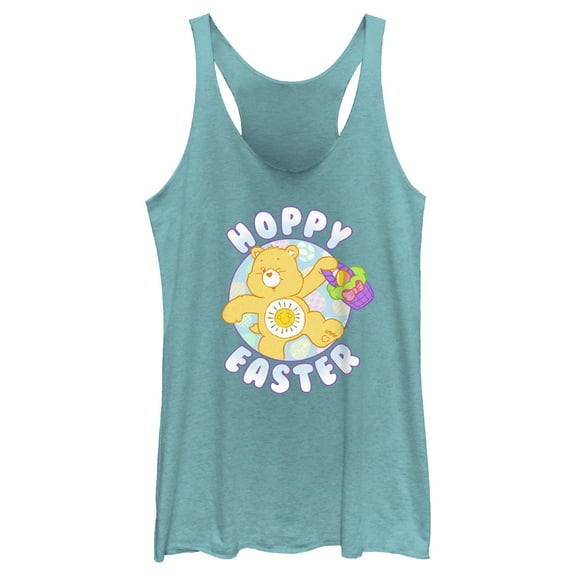 Women's Care Bears Hoppy Easter Funshine  Racerback Tank Top Tahiti Blue Medium