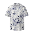 thumbnail image 4 of Uemuo Indigo Tie Dye Pattern Cotton Linen Short Sleeve Shirts,Casual Lightweight Button Down Shirts,Vacation Beach Summer Tops-X-Large, 4 of 7