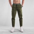 thumbnail image 1 of Pantalones largos para hombre, lisos, a la moda, informales, deportivos, con cordón ajustable, bolsillos en las piernas, monos para hombre, pantalones de caballería de algodón y seda fresca., 1 of 6