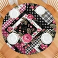 thumbnail image 2 of Pioneer Flower Floral Print Pattern Round Fitted Tablecloth with Elastic Edge,Dining Table Cover Waterproof,Outdoor Round Tablecloth for Camping,Dining,Indoor and Outdoor, 2 of 7