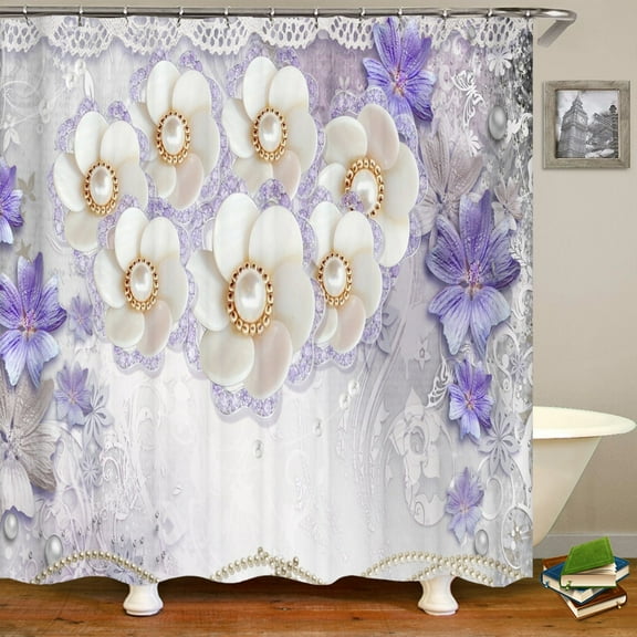 3d European style flower printing bathroom shower curtain polyester waterproof fabric bathroom curtain home decorate with hook
