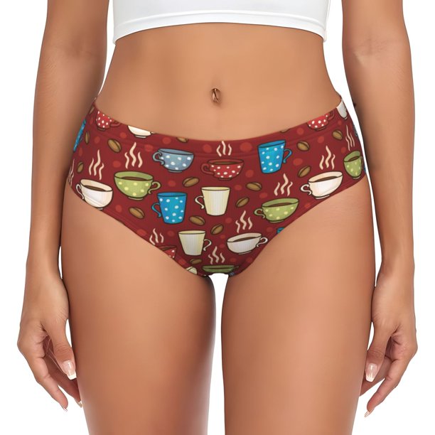 Balery Coffee Cups Ropa Interior de Algodón para Mujer con Dibujo – Braguitas Cómodas y Elásticas, Estilo Clásico-X-Large