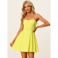 thumbnail image 2 of Disfraz de navidad Allegra K mujeres sin tirantes mini vestido tubo acampanado Amarillo claro S, 2 of 6