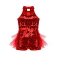 thumbnail image 3 of Haitryli Kids Girls Sequins Ballet Hip-Hop Latin Jazz Dance Tutu Dress Leotard Stage Performance Costume Red 5, 3 of 7