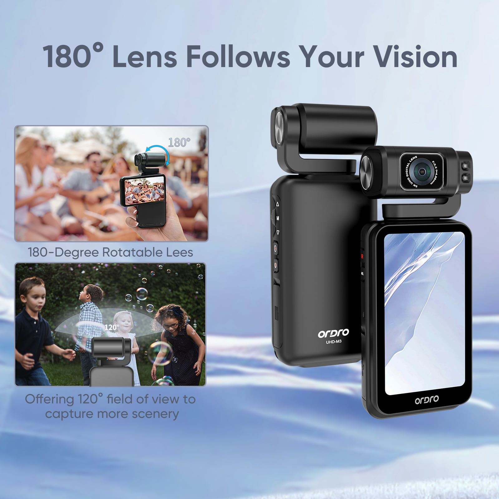 ORDRO M3 Vlog Creators Combo 5K 30FPS Pocket Camera 48MP Photo 3.5” Rotatable Screen Video Camera