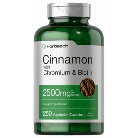 Cinnamon with Chromium & Biotin | 250 Vegetarian Capsules | by Horbaach
