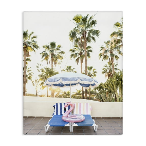 Stupell Industries Poolside Flamingo Float Landscape & Nature Photography Wrapped Canvas Art Print Wall Art, 16 x 20