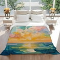 thumbnail image 3 of Impressionist Style Flannel Blanket for Bed,Travel and Camping, Modernism Sunrise Ocean Oil Painting Super Soft Cozy Blanket for All Seasons 32"x48", 3 of 7