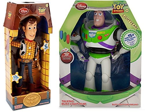 Toy Story 12-Inch Talking Buzz Lightyear and 16-Inch Talking Woody Figures