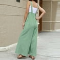 thumbnail image 4 of QATAINLAV Jumpsuits for Women Lightweight Cotton Linen Rompers Summer Dressy Sleeveless Wide Leg Overalls Solid Casual One Piece Jumper Pants with Pockets Mint Green S 90 off Clearance Sale, 4 of 9