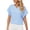 Blue, variant on Summer Casual Elegant Tops for Women Fashion Short Sleeve Retro Blouse Round Neck Easter Shirts Solid Color Loose T-shirt White