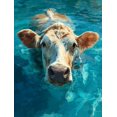 thumbnail image 1 of Qisvanset Cute Swimming Cow Canvas Print 12x16 Inch Kitchen Decor, 1 of 8
