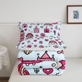 thumbnail image 5 of Manfei Cartoon Castle Queen Comforter Set, Flower Rainbow Comforter Sets Queen, Blue Pink, Polkadot Reversible, 3 Pieces, 1 Comforter and 2 Pillowcases, 5 of 7