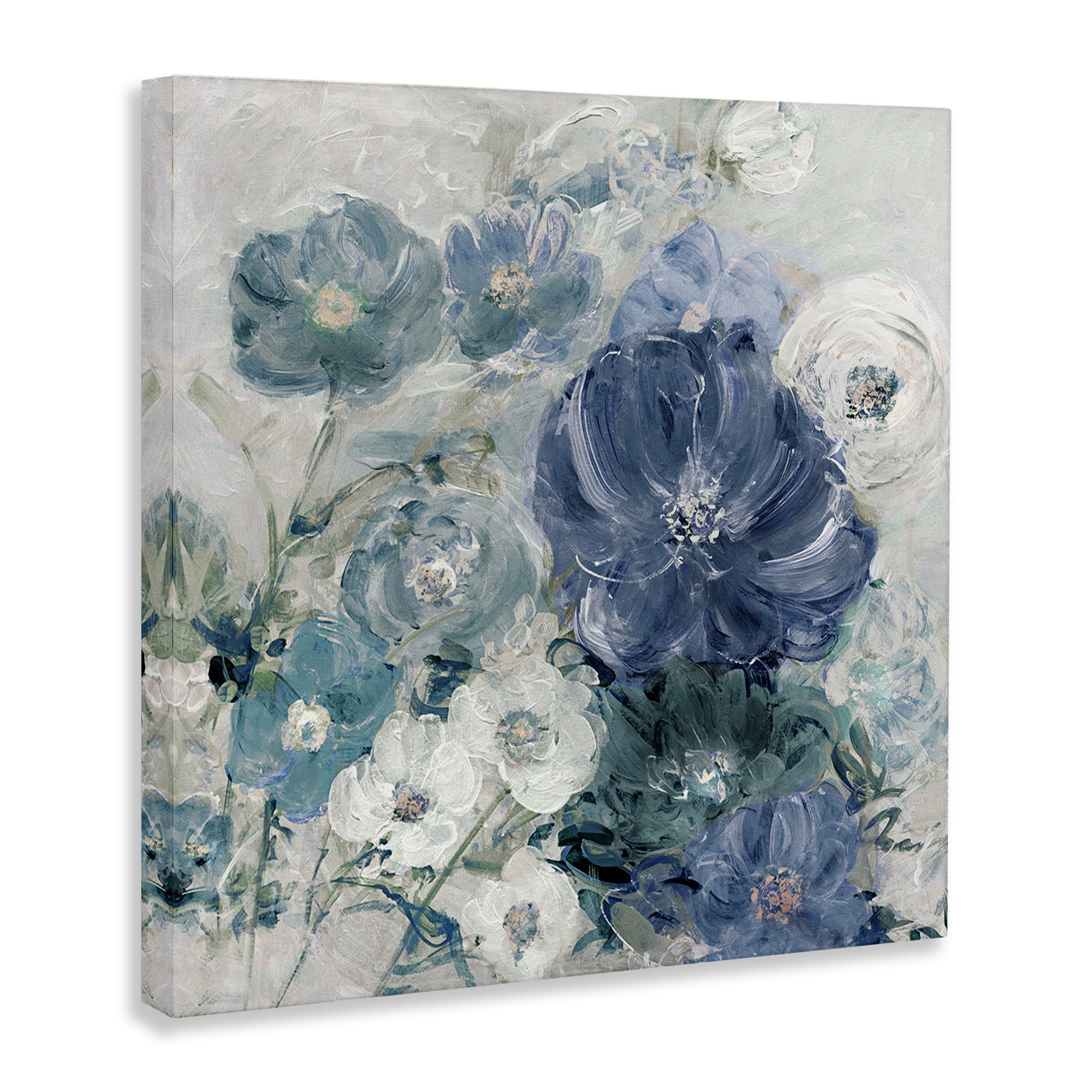 Stupell Industries Painterly Brushed Flowers Plants & Flowers Painting Wrapped Canvas Art Print Wall Art, 30 x 30