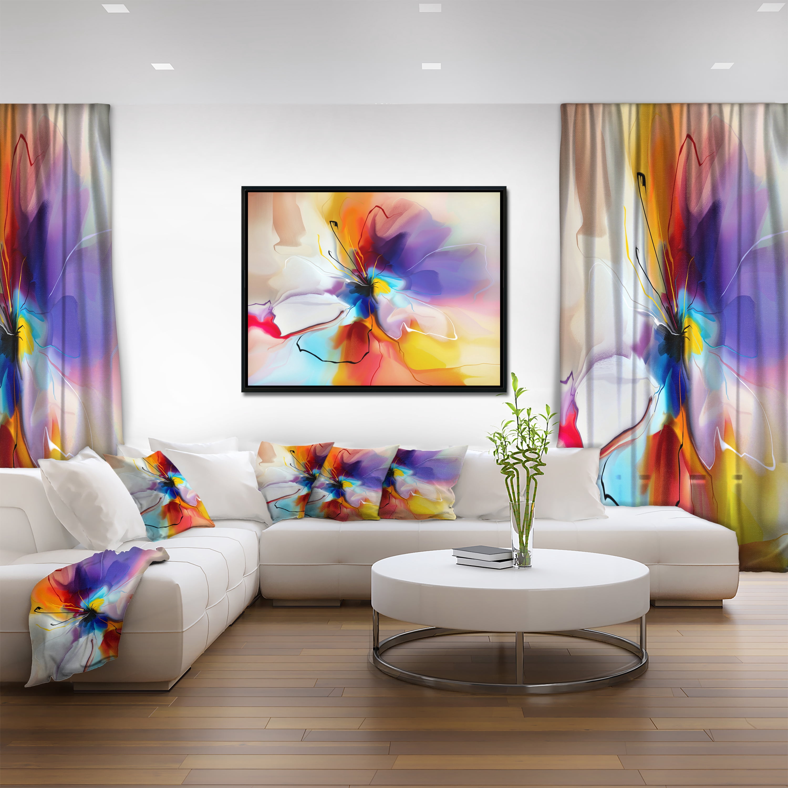 Designart ' Creative Flower in Multiple Colors ' Large Floral Framed Canvas art