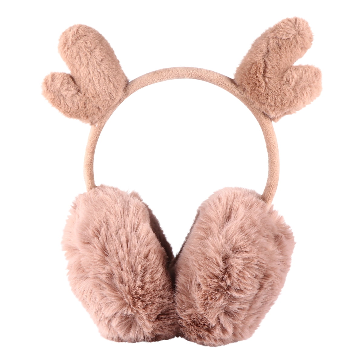 Reindeer Antlers Foldable Earmuffs Plush Warm Ear Covers Accessories