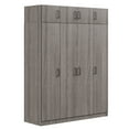 thumbnail image 5 of Modern 4-Door Wardrobe with Drawers, Shelves & Hanging Rail, Freestanding Wardrobe Closet with Built-in Top Cabinet, Clothes Storage Cabinet Organizer for Bedroom Living Room Cloakroom, Gray, 5 of 8