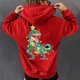 thumbnail image 2 of Mujer Otoño Invierno Navidad Color bloque dinosaurio linterna estampado cuello en V manga larga con capucha Tops pulóver blusa Fridja FKASFK3436, 2 of 4