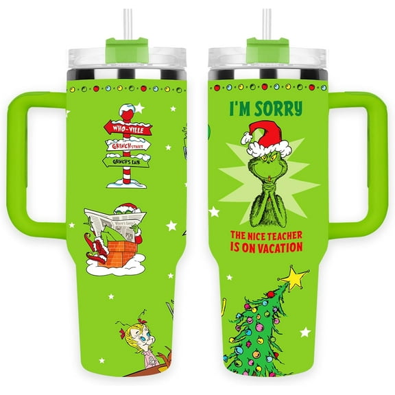 Funny Christmas Tumbler for Teachers40 oz Stainless Steel Insulated Travel Tumbler,Christmas Coffee Mug with Lid and Straw,Teacher Appreciation Gifts,Novelty White Elephant Gifts Stocking Stuffer