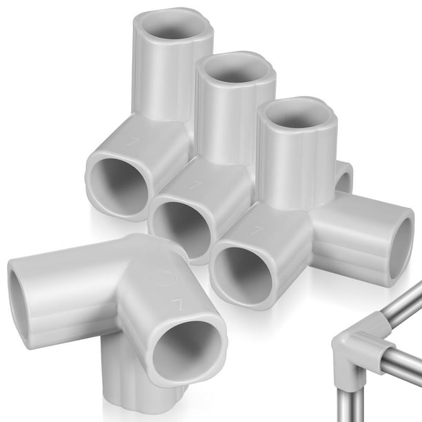 FELTECHELECTR 4 conectores de tubería de 3 vías - Codos de esquina de PVC, adaptadores de esquina de PVC para mejoras del hogar, color gris claro
